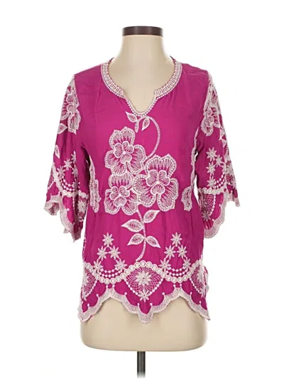 Pre-owned Solitaire 3/4 Sleeve Blouse In Pink