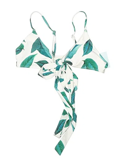 Pre-owned Unbranded Swimsuit Top Green Tropical Pattern Swimwear