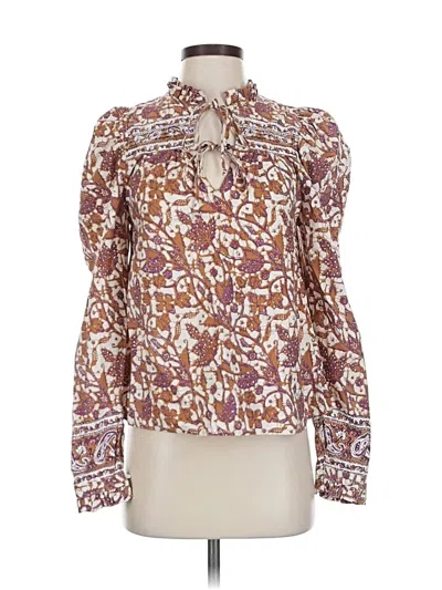 Pre-owned Love The Label Long Sleeve Blouse In Burgundy