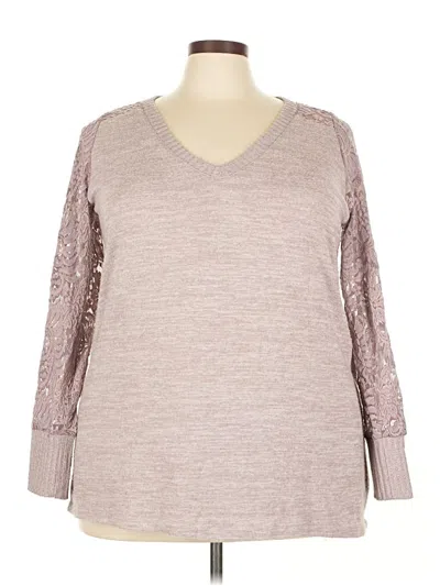 Pre-owned Torrid 3/4 Sleeve Top Gray V Neck Tops