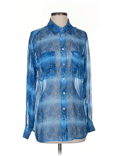 Pre-owned Equipment Long Sleeve Blouse In Blue