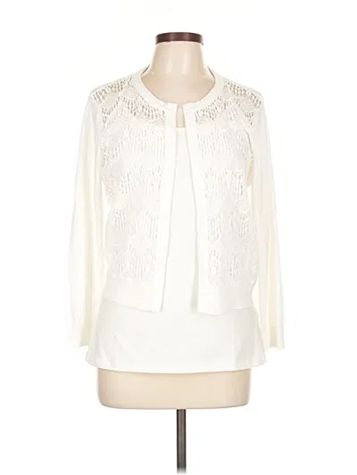 Pre-owned Dkny Cardigan Sweater In White