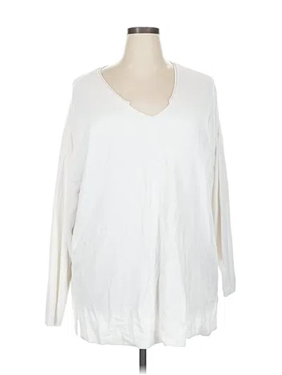 Pre-owned Barefoot Dreams Long Sleeve Top Ivory V Neck Tops In White