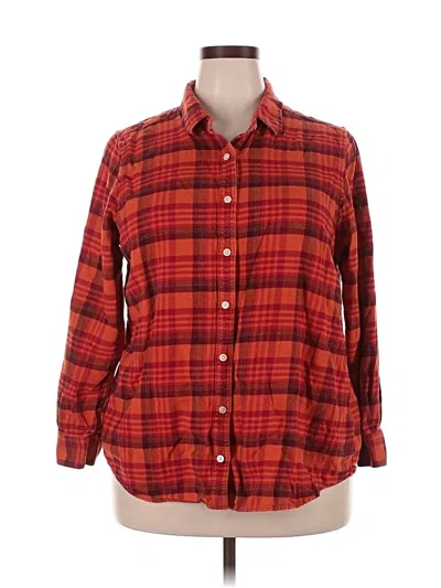 Pre-owned Lands' End Long Sleeve Button Down Shirt In Orange