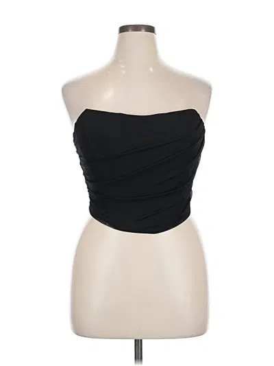 Fashion Sleeveless Top Black Strapless Neckline Tops In Black