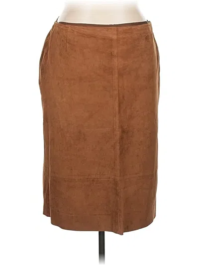 Pre-owned Polo Ralph Lauren Leather Skirt In Brown