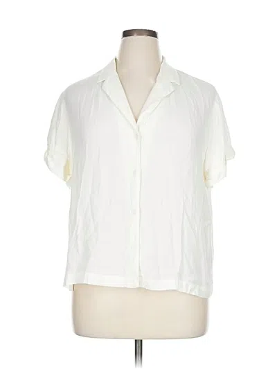Pre-owned Banana Republic Factory Store Short Sleeve Blouse In White
