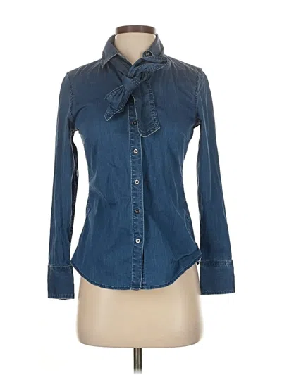 Pre-owned Banana Republic Long Sleeve Blouse In Blue