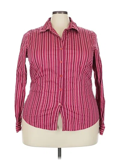 Pre-owned Style & Co Long Sleeve Blouse In Burgundy