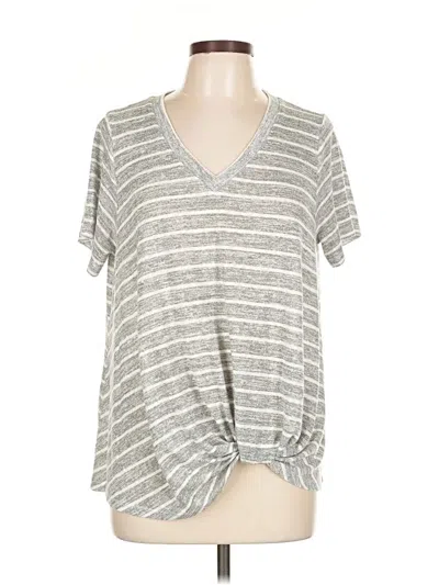 Pre-owned Caslon Short Sleeve Top Gray V Neck Tops