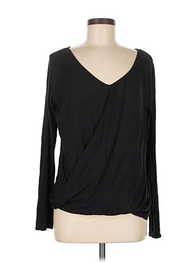 Pre-owned Express Long Sleeve Top Black Plunge Neckline Tops