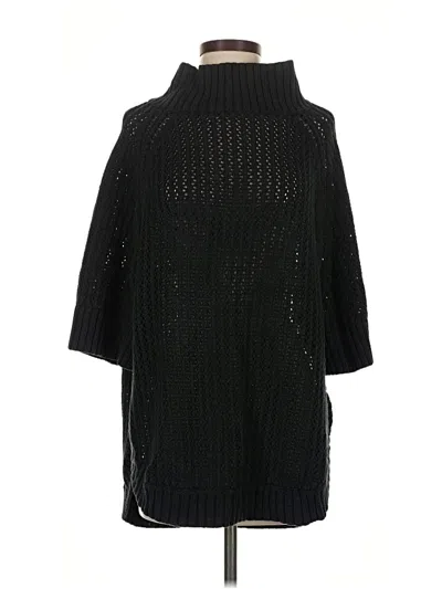 Pre-owned Cable Stitch Poncho In Black