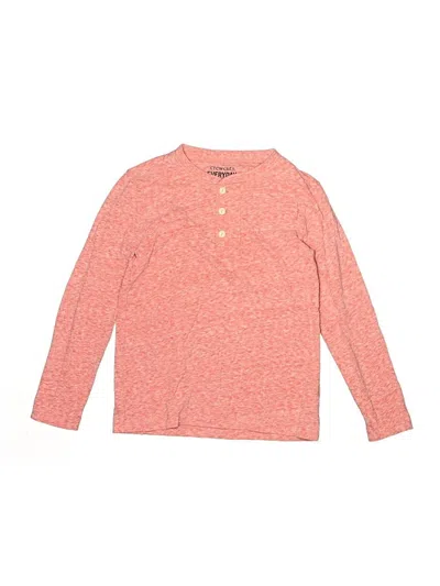 Pre-owned Crewcuts Kids' Long Sleeve Henley Shirt In Orange