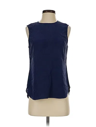 Pre-owned Equipment Sleeveless Silk Top Blue Boatneck Tops