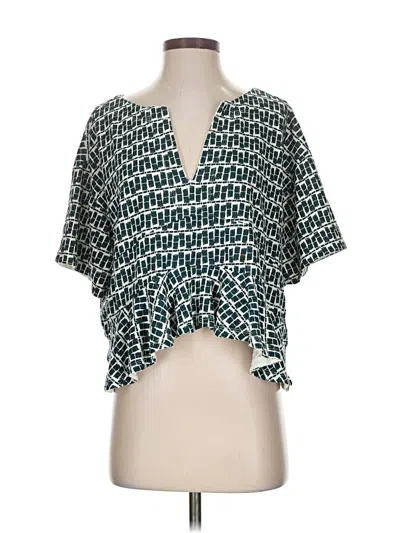 Pre-owned By Anthropologie Short Sleeve Blouse In Blue