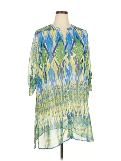 Pre-owned Chico's 3/4 Sleeve Blouse In Green