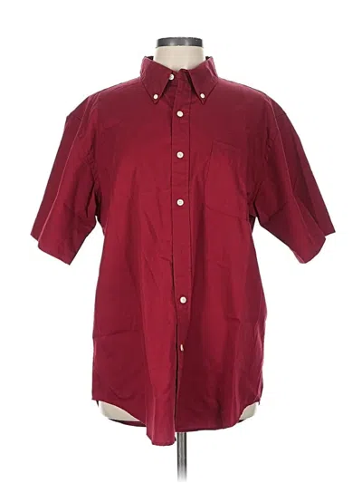 Pre-owned Dockers Short Sleeve Button Down Shirt In Burgundy