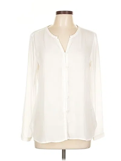 Pre-owned Lands' End Long Sleeve Blouse In White