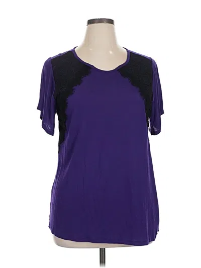 Pre-owned Michael Michael Kors Short Sleeve Top Purple Cold Shoulder Neckline Tops