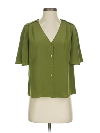 Pre-owned Joie Short Sleeve Silk Top Green Sweetheart Neckline Tops