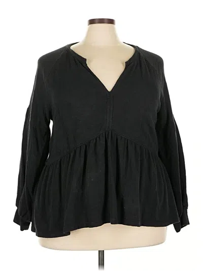 Pre-owned Pilcro Long Sleeve Blouse In Black
