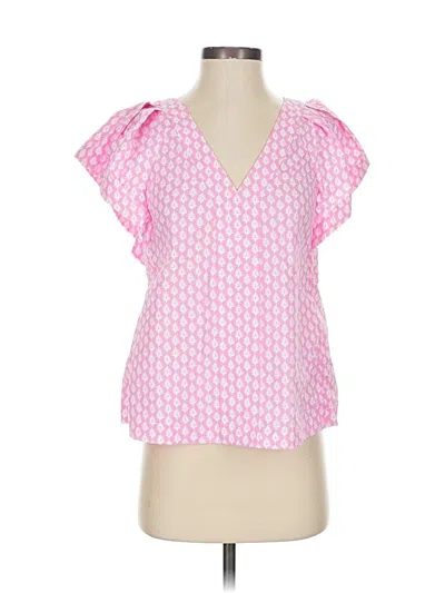 Pre-owned Vineyard Vines Performance Short Sleeve Blouse In Pink