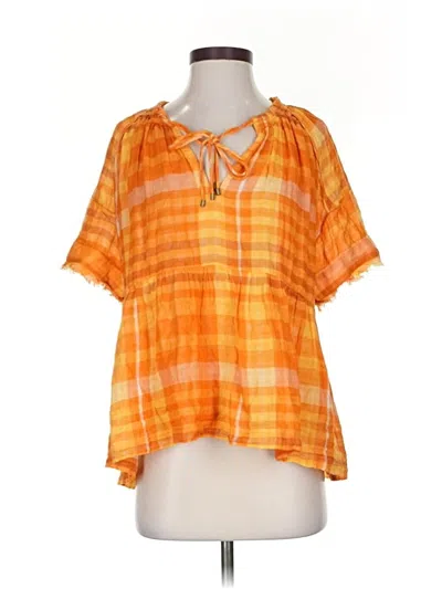 Pre-owned Pilcro By Anthropologie Short Sleeve Blouse In Orange