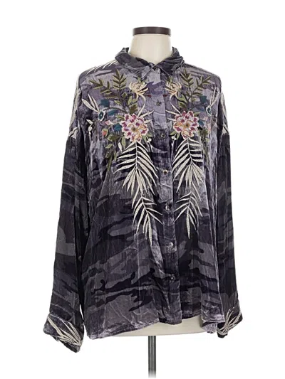 Pre-owned Johnny Was Long Sleeve Blouse In Gray