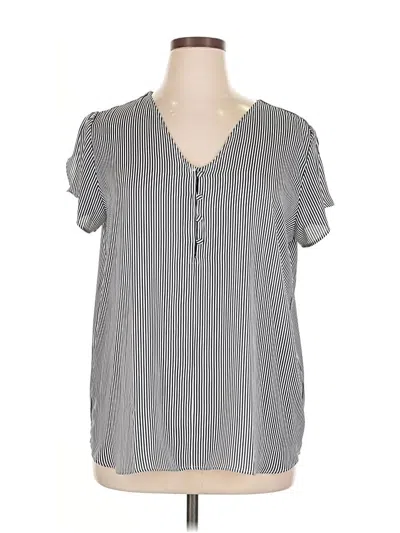 Pre-owned Ann Taylor Loft Short Sleeve Blouse In Gray