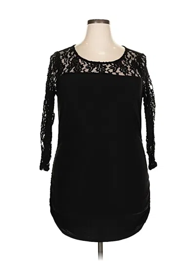 Pre-owned Torrid 3/4 Sleeve Top Black Boatneck Tops