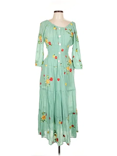 Pre-owned Fig And Flower Casual Dress In Green