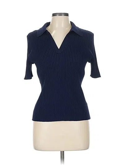 Pre-owned Cece Short Sleeve Top Blue Open Neckline Tops