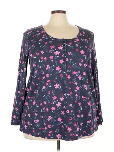 Pre-owned Woman Within Long Sleeve Blouse In Black