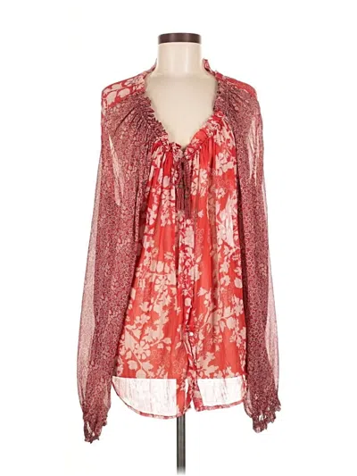 Pre-owned Free People Long Sleeve Blouse In Red