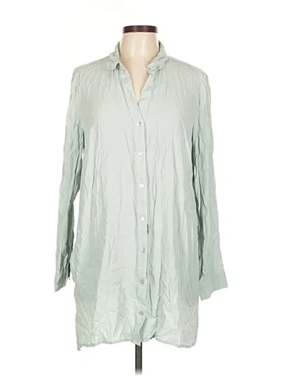 Pre-owned Jjill Long Sleeve Button Down Shirt In Green