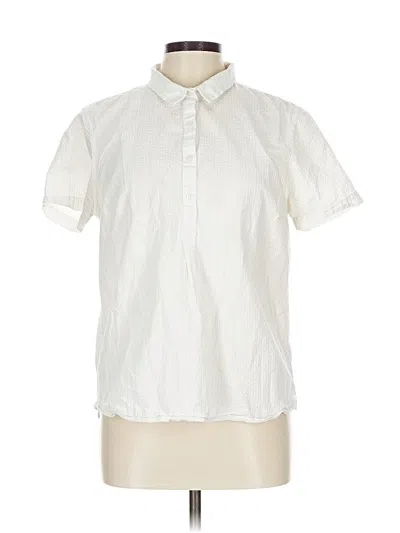 Pre-owned L.l.bean Short Sleeve Blouse In White