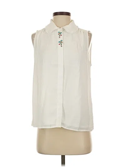 Pre-owned Cece Sleeveless Blouse In White