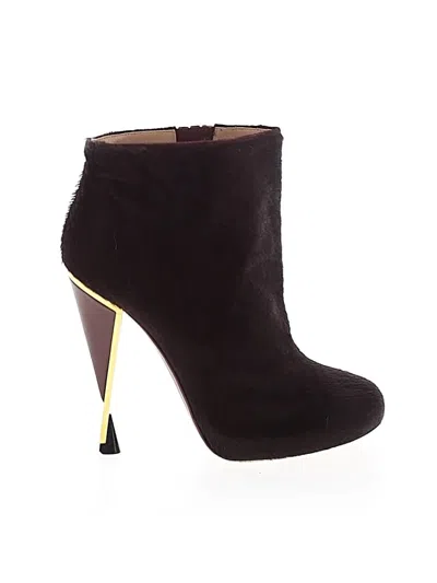 Pre-owned Diane Von Furstenberg Ankle Boots In Burgundy