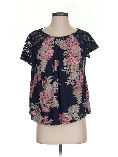 Pre-owned Lucky Brand Short Sleeve Blouse In Blue