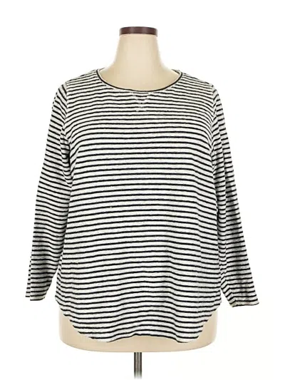 Pre-owned Lands' End Long Sleeve Top Black Boatneck Tops