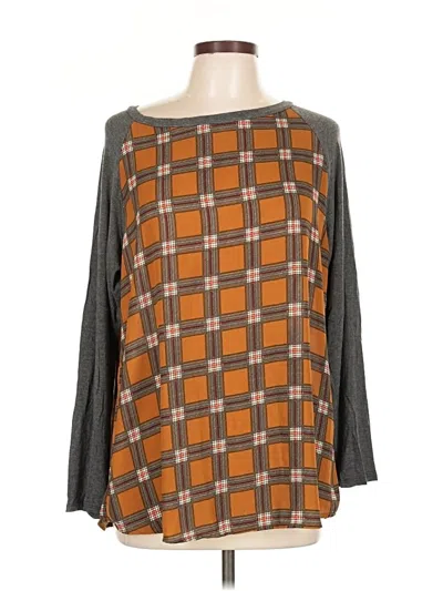 Pre-owned 143 Story Long Sleeve Top Brown Square Neckline Tops