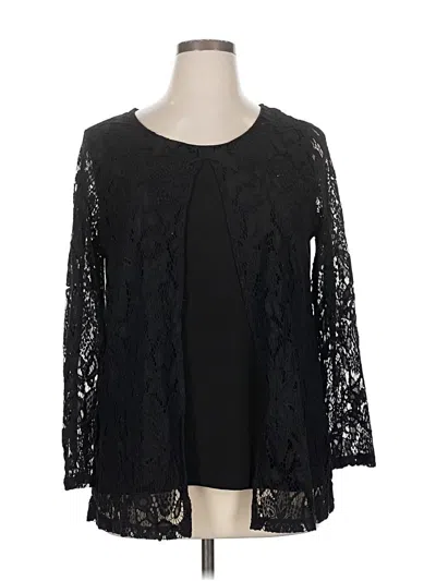 Pre-owned Cj Banks Long Sleeve Blouse In Black
