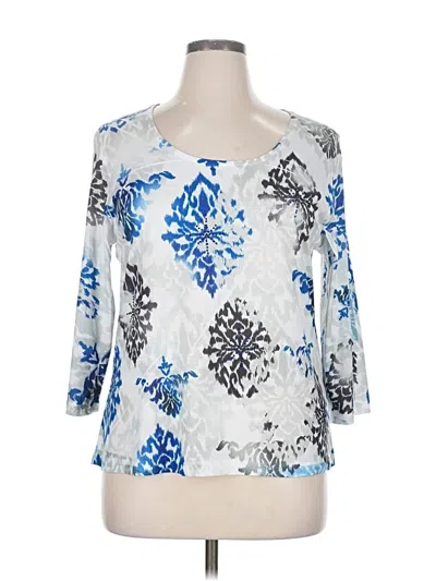 Pre-owned Laura Ashley 3/4 Sleeve Top Blue Scoop Neck Tops