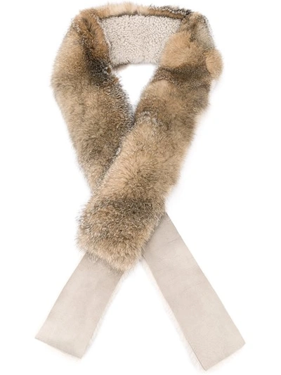 32 Paradis Sprung Frères Fox Fur And Shearling Scarf In Neutrals