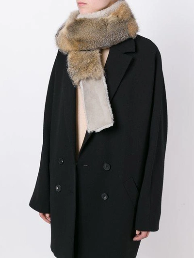 Shop 32 Paradis Sprung Frères Fox Fur And Shearling Scarf In Neutrals