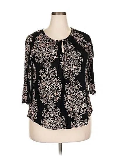 Pre-owned Lucky Brand 3/4 Sleeve Blouse In Black