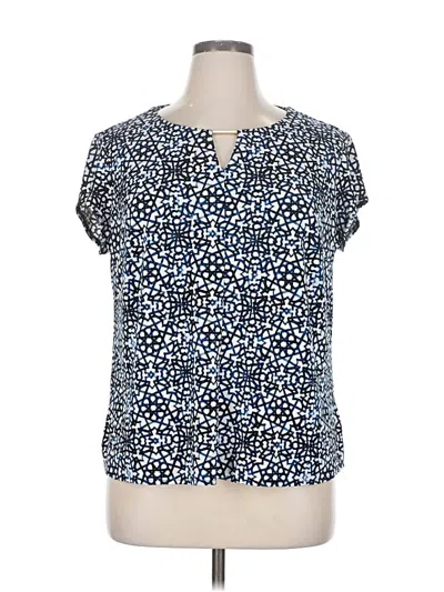 Pre-owned Roz & Ali Short Sleeve Blouse In Blue