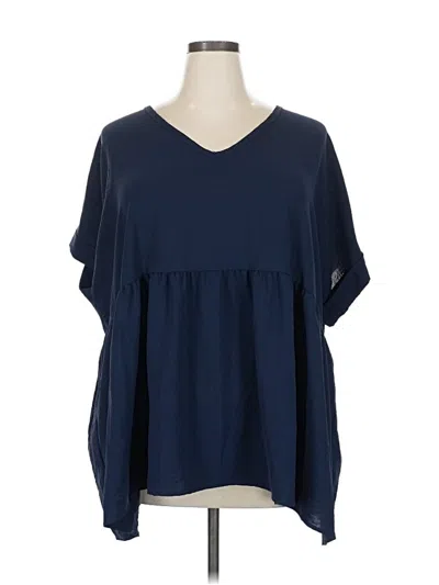 Pre-owned Chic Soul (chicsoul.com) Short Sleeve Blouse In Blue