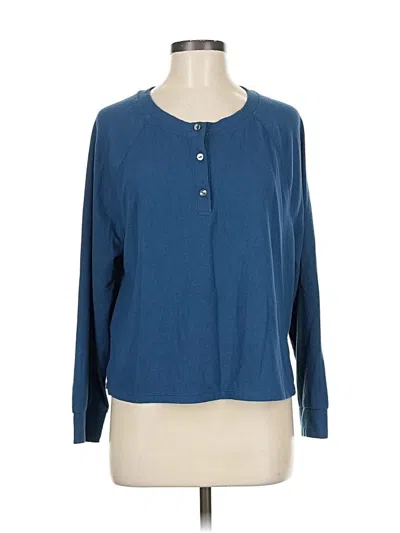 Pre-owned Victoria's Secret Long Sleeve Henley Shirt In Blue