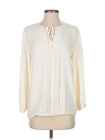 Pre-owned Ann Taylor Long Sleeve Blouse In White
